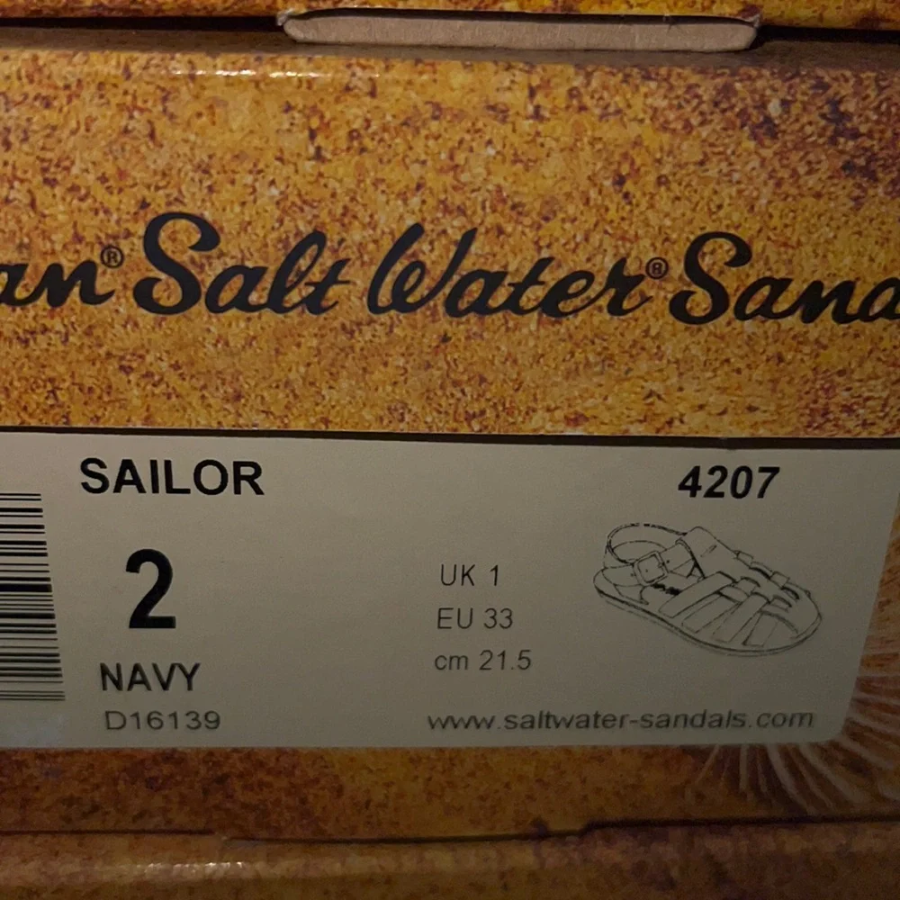 AUTH NIB Salt Water Sandal by Hoy Shoes Sun-San - Sailors NAVY